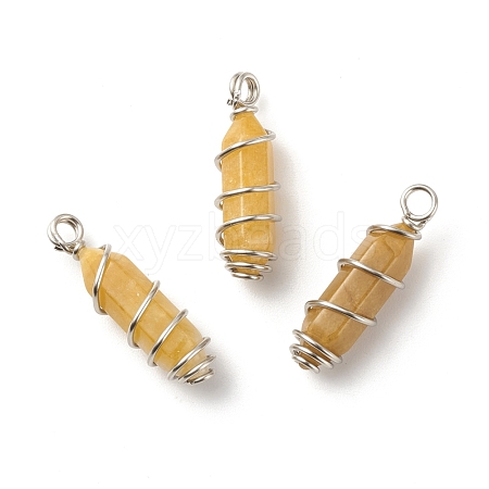 Natural Topaz Jade Double Terminal Pointed Pendants PALLOY-JF01686-04-1