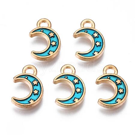 Light Gold Plated Alloy Enamel Pendants ENAM-R136-19E-1