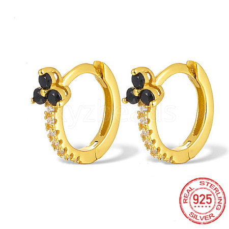 Real 18K Gold Plated 925 Sterling Silver Micro Pave Cubic Zirconia Hoop Earrings JU6681-1-1