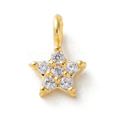 Brass Micro Pave Cubic Zirconia Charms KK-S513-09B-G-1