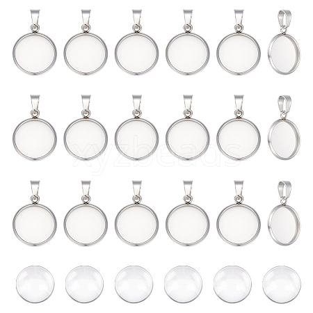 Unicraftale DIY Blank Dome Flat Round Pendant Making Kit DIY-UN0004-47-1