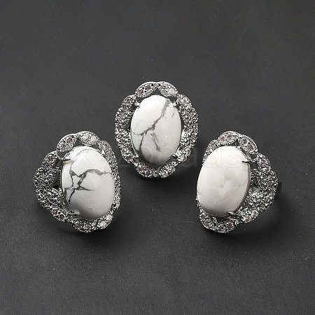 Natural Howlite Adjustable Rings RJEW-P043-04P-21-1