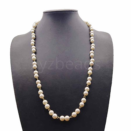 Imitation Pink Pearl with Ring Micro Pave Cubic Zircoia Necklaces VH6492-1-1