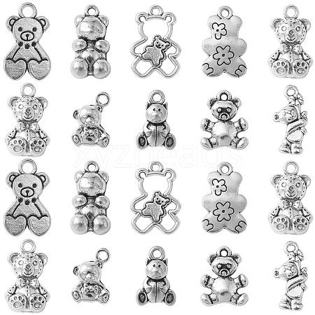 100Pcs 10 Styles Tibetan Style Alloy Pendants TIBEP-CJ0003-11-1