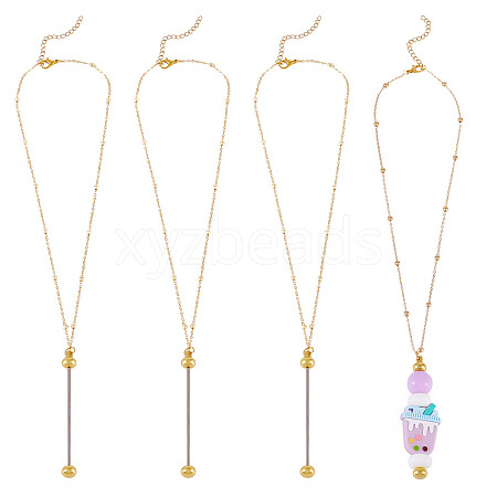 4Pcs Brass Round Ball Cable Chain Necklace Making NJEW-TAC0019-1