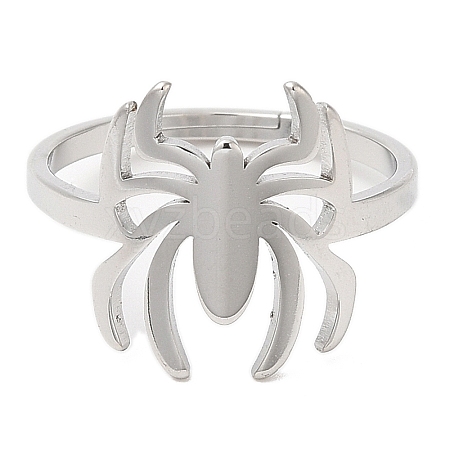 Non-Tarnish 304 Stainless Steel Spider Adjustable Ring for Women RJEW-M149-06P-1