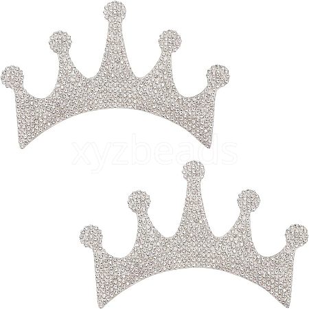 Crown Shape Glass Rhinestone Car Stickers DIY-WH0171-17-1