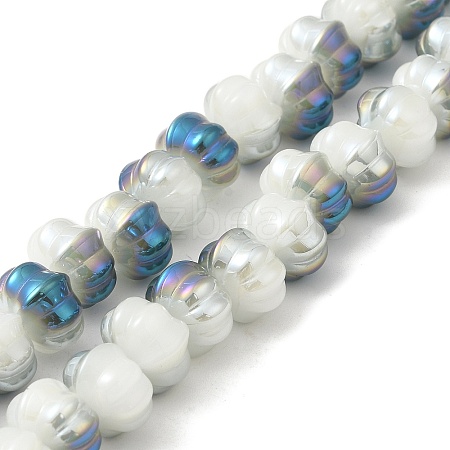 Half Rainbow Plated Electroplate Glass Beads GLAA-G106-02A-HR01-1