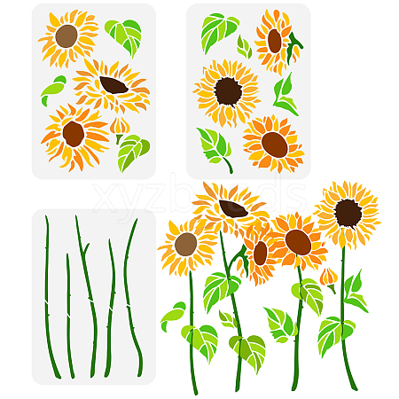 3Pcs 3 Styles PET Hollow Out Drawing Painting Stencils DIY-WH0394-0054-1