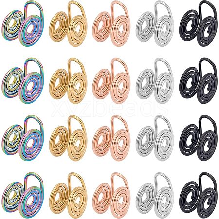 40Pcs 5 Style 304 Stainless Steel Spiral Pad Cuff Earrings KK-UN0001-21-1