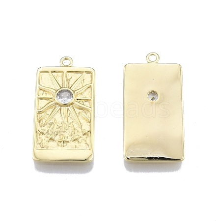 Brass Micro Pave Clear Cubic Zirconia Pendants KK-G432-06G-1