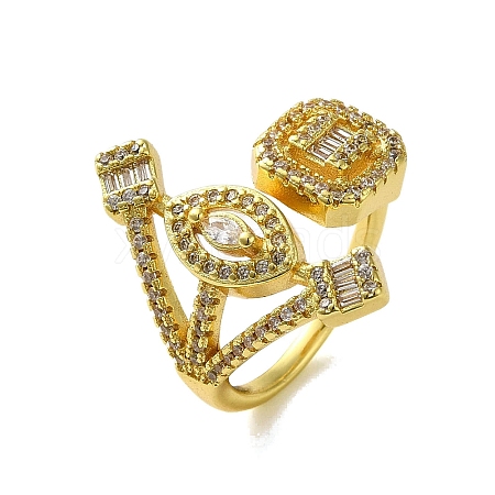 Brass with Cubic Zirconia Rings RJEW-B057-04G-01-1