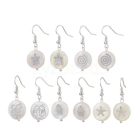 Natural Freshwater Shell Dangle Earring EJEW-JE05914-1