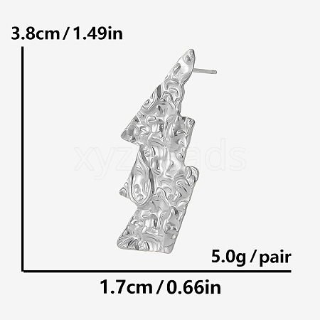 304 Stainless Steel Stylish Irregular Folded Stud Earrings IK1913-1-1