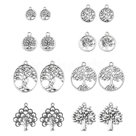 60Pcs 10 Styles Tibetan Style Alloy Pendants FIND-FS0002-14-1