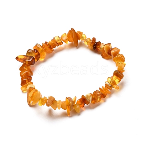 Natural Amber Chip Beads Stretch Bracelet for Kid BJEW-JB06819-01-1