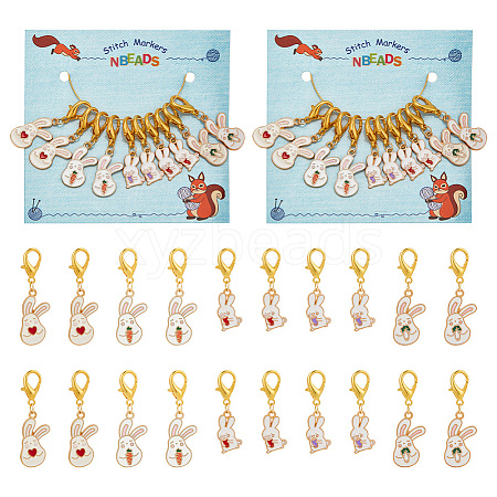 Alloy Enamel Rabbit Pendant Locking Stitch Markers HJEW-AB00030-1