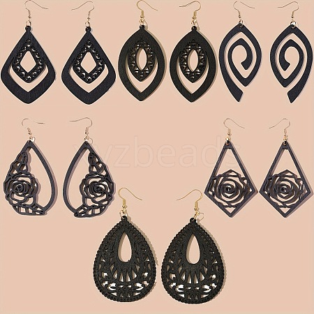 Hollow Iron Wood Dangle Earrings for Women WG05794-01-1