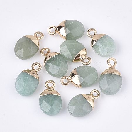 Electroplate Natural Green Aventurine Charms X-G-S344-09J-1