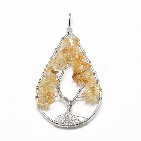 Natural Chip Citrine Big Pendants G-R437-P07-1