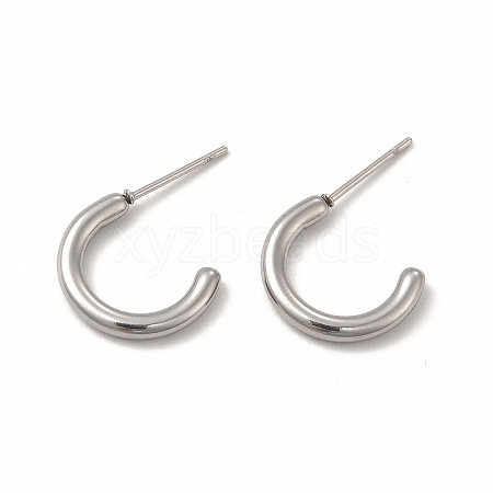 Non-Tarnish 304 Stainless Steel Ring Stud Earrings EJEW-C004-12C-P-1