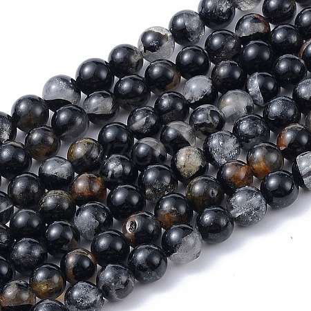Natural Black Tourmaline Beads Strands X-G-F666-05A-6mm-1