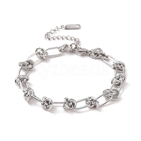 Non-Tarnish 304 Stainless Steel Knot Link Chain Bracelet for Men Women X-BJEW-E020-01P-1