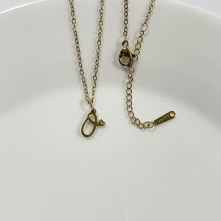 304 Stainless Steel Letter Pendant Necklaces NJEW-WH0027-04O-G-NR-1