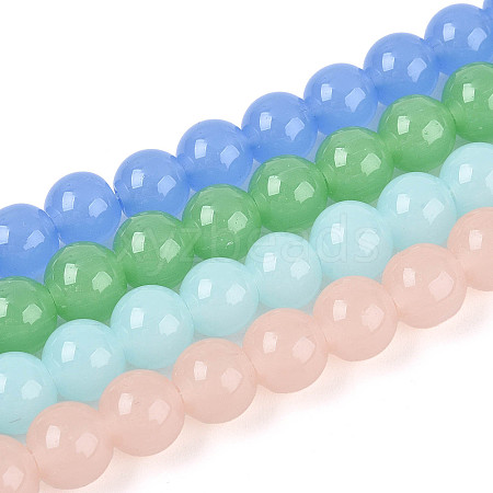 Imitation Jade Glass Beads Strands GLAA-N058-6mm-C01-1