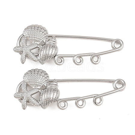 Shell Shape 304 Stainless Steel Safety Pins Brooch Findings SA-CBA098D-16J-P03-1