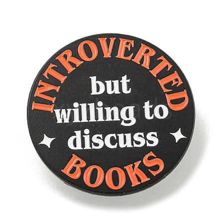 Introverted but Willing to Discuss Books Zinc Alloy Brooches JEWB-A023-01G-1