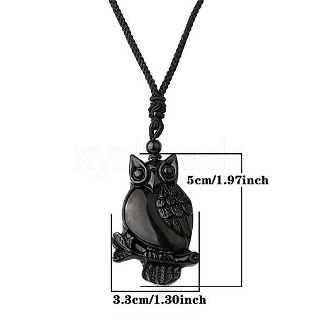 Natural Obsidian Pendant Necklace for Men PW-WG33725-01-1