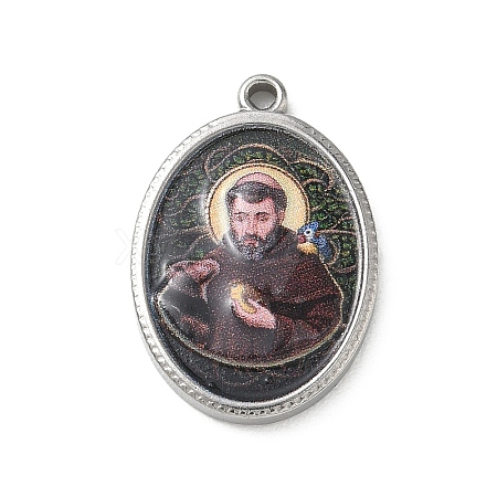 304 Stainless Steel Printed Religion Pendants STAS-G387-03P-08-1