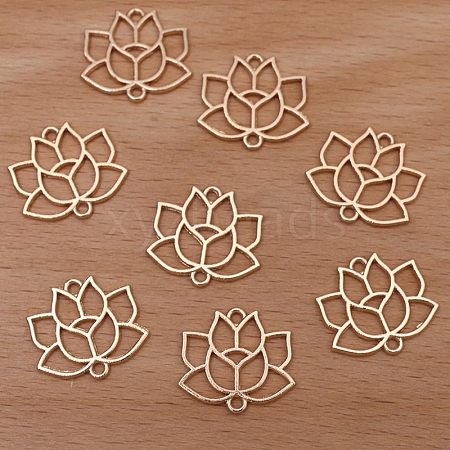 Alloy Hollow Lotus Flower Links Connector Charms PW-WG102FB-03-1