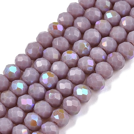 Electroplate Opaque Solid Color Glass Beads Strands EGLA-A044-P4mm-L13-1