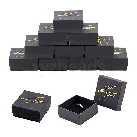 HOBBIESAY 12Pcs Hot Stamping Cardboard Jewelry Packaging Boxes CON-HY0001-02-1