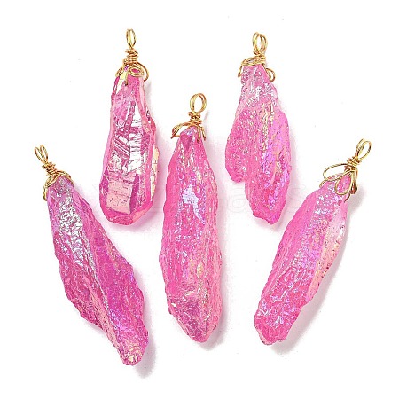 Electroplated Raw Rough Natural Quartz Crystal Big Pendants G-A229-02G-08-1