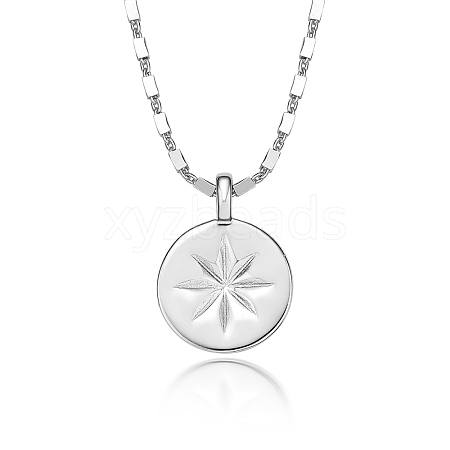 Anti-Tarnish Vintage S925 Silver Eight-pointed Star Coin Pendant Necklace MV8352-1-1