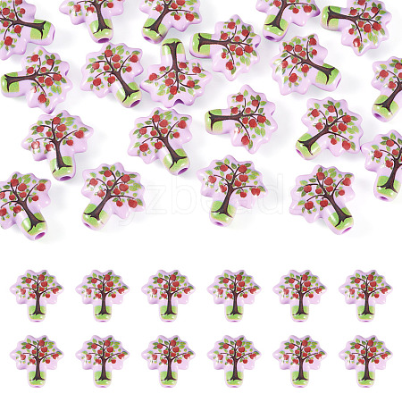 20pCS Printed Opaque Acrylic Beads OACR-TA0004-75B-1