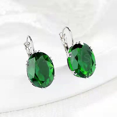 Oval Alloy Rhinestone Leverback Earrings FS-WG5DBAA-06-1