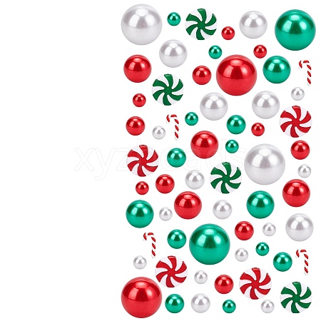 12Pcs Christmas Plastic Beads & Handmade Polymer Clay Cabochons KY-PH0001-78-1