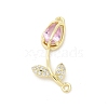 Brass Pearl Pink & Clear Cubic Zirconia Connector Charms KK-G520-01G-1