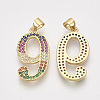 Brass Cubic Zirconia Pendants ZIRC-S062-01B-9-2