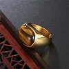 304 Stainless Steel with Natural Tiger Eye Finger Rings for Men FS-WG155DB-06-2