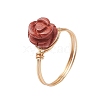 Valentine's Day Rose Natural Red Jasper Finger Rings RJEW-JR00813-03-1