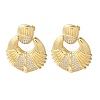 Rack Plating Brass Micro Pave Cubic Zirconia Dangle Stud Earrings EJEW-M230-09G-1