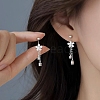 999 Sterling Silver Flower Tassel Ear Plug Gauges EJEW-P296-10S-3