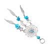 6Pcs 6 Styles Natural & Synthetic Mixed Gemstone & Alloy Woven Web/Net with Feather Big Pendants PALLOY-JF03443-5