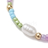 Adjustable Glass Seed Beads & Imitation Pearl Braided Bead Bracelets for Women BJEW-JB10542-3