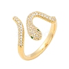 Brass Micro Pave Clear Cubic Zirconia Cuff Rings for Women RJEW-P132-02G-4